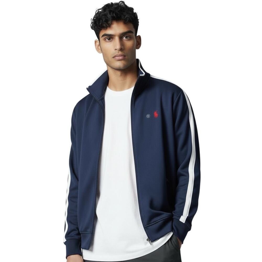 New Polo Ralph Lauren Interlock Track Jacket Men's Size 2XL Navy Blue Pony Zip